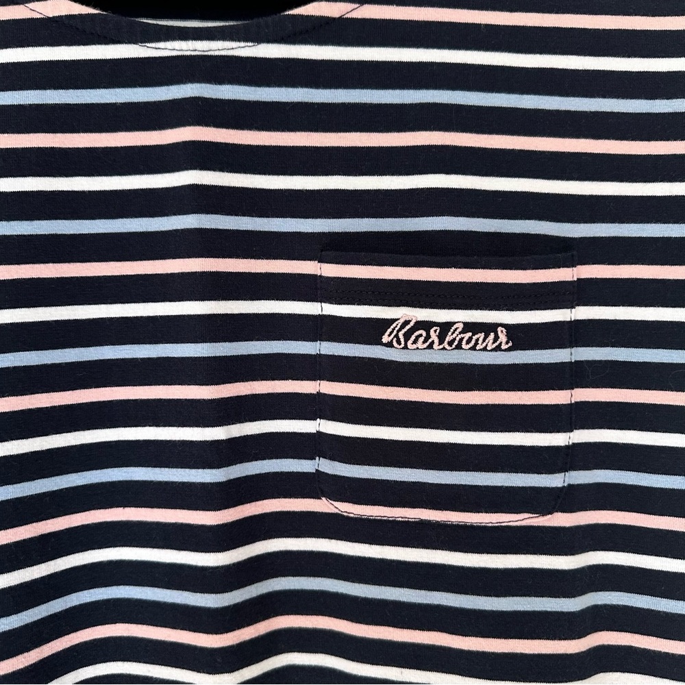 Barbour Navy, White and Pink Striped Mini Dress - Picture 3 of 7